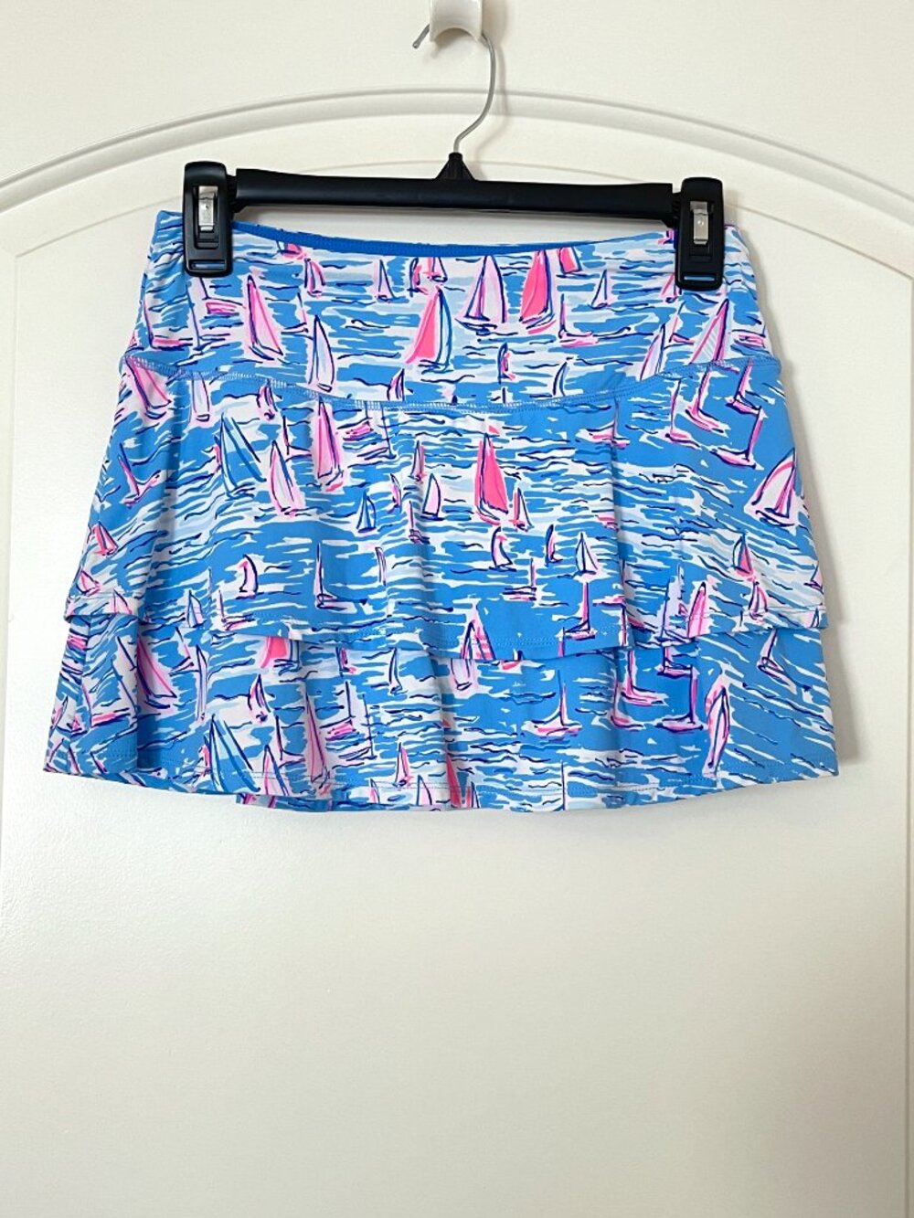 Lilly Pulitzer Luxletic Skort Adlai Skirt Shorts Blue Boatylicious Sailboat XS